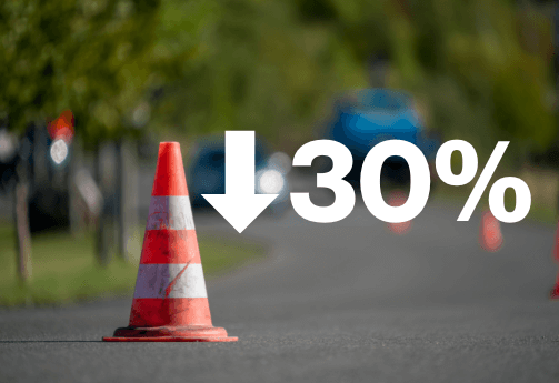 30% fewer predicted crashes